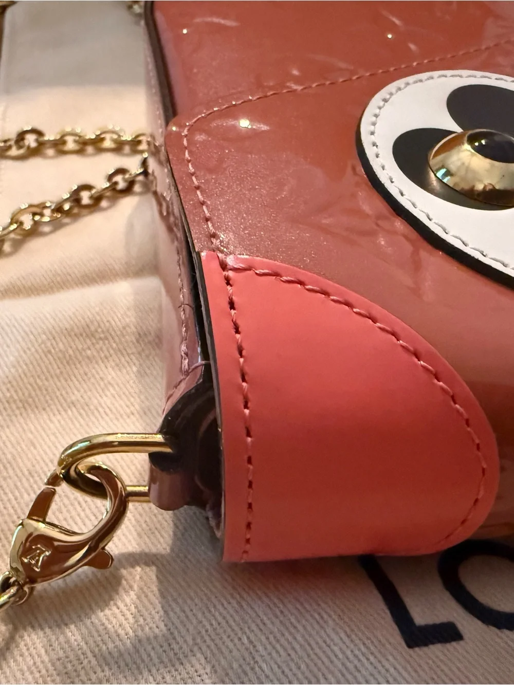 Louis Vuitton Pink Vernis Floral Face Chain Wallet